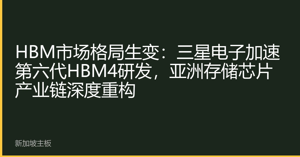 HBM市场格局生变：三星电子加速第六代HBM4研发，亚洲存储芯片产业链深度重构