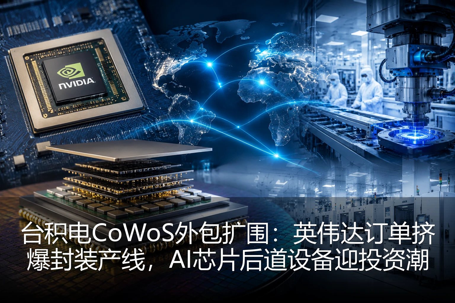 台积电CoWoS外包扩围：英伟达订单挤爆封装产线，AI芯片后道设备迎投资潮